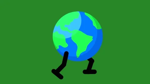 Globe with Legs Running Across Simple Flat Background 库存影片 316063924