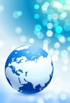Globe on Lens Flare Abstract Background Stock Illustration