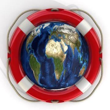 Globe in lifebuoy Stock Illustration