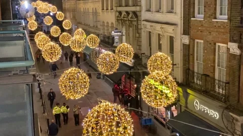 Globe Lights Over Street 스톡 동영상 227977426