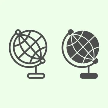 Globe line and solid icon. Planet Earth world sphere on stand outline style Stock Illustration