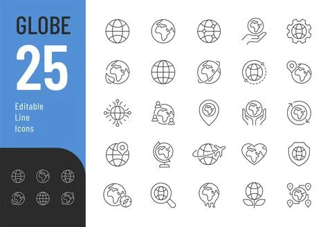 Globe Line Editable Icons set. Stock Illustration