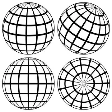 Globe line sphere earth, wire global grid, 3d ball planet Stock Illustration