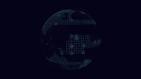 Globe with lines and dots a 3d visualization for mapping and navigation Stockbeeldmateriaal 300738689