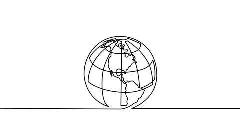 Globe With Lines One Stroke Animation Stock Footage 113904971