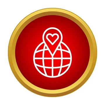 Globe location map pin with heart icon Stock Illustration