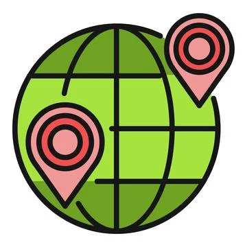 Globe with location map pins mark destinations 스톡 일러스트