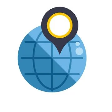 Globe with location pin tracking global destination Illustrazione stock