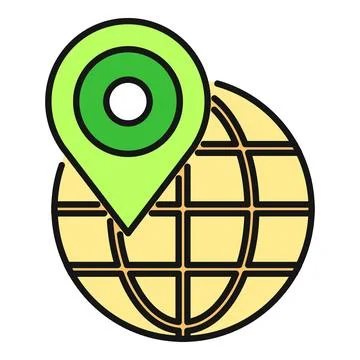 Globe with location pin tracking global position Stock Illustration