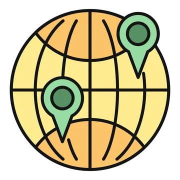 Globe with location pins marking global destinations Illustrazione stock