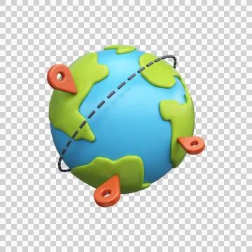 Globe with location point, 3D render Stock Illustration