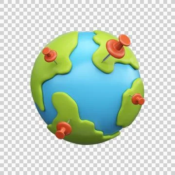Globe with location point, 3D render Stock Illustration