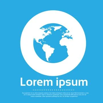 Globe Logo Blue World Map Icon Flat Vector Stock Illustration