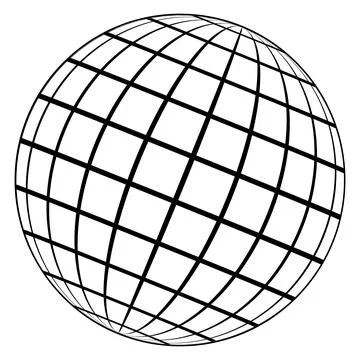 Globe logo planet earth 3D sphere, globe frame meridian wire grid Stock Illustration
