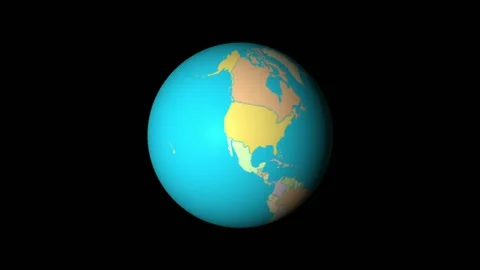 Globe Loop Colorful Countries Rotating Black Background H264 Stock Footage 131056091