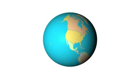 Globe Loop Colorful Countries Rotating White Background H264 Stock Footage 131056789