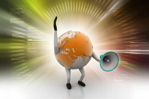 Globe with loud speaker Stock Illustration