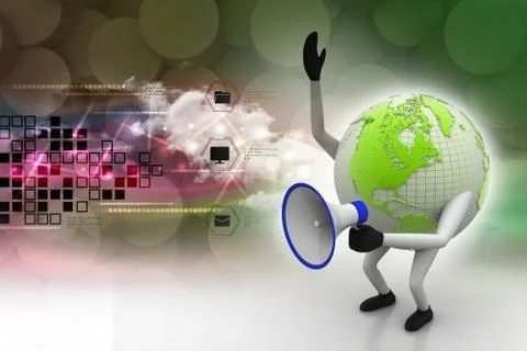 Globe with loudspeaker Stock Illustration