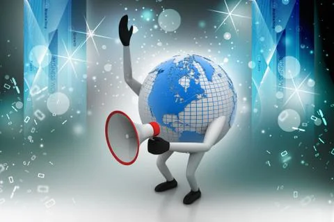 Globe with loudspeaker Stock Illustration