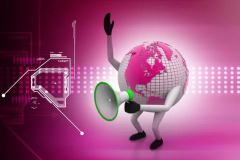 Globe with loudspeaker Stock Illustration