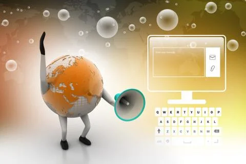 Globe with loudspeaker Illustrazione stock