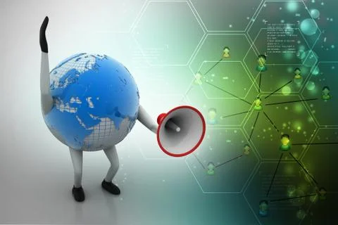 Globe with loudspeaker Stock Illustration