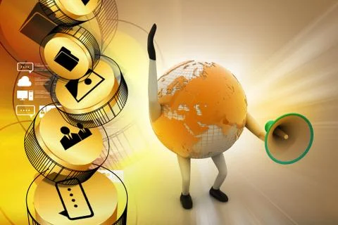 Globe with loudspeaker Stock Illustration