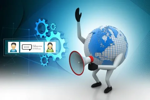 Globe with loudspeaker Stock Illustration