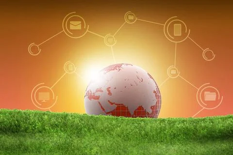 Globe lying on the green grass Globe lying on the green grass Copyright: x... Stock Photos
