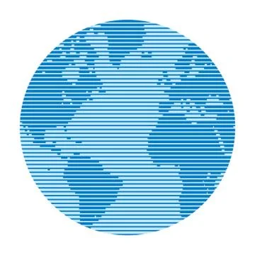 Globe made up of horizontal lines of varying thickness. Stock Illustration