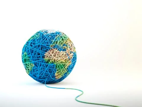 Globe made from string, artwork Stock Illustration