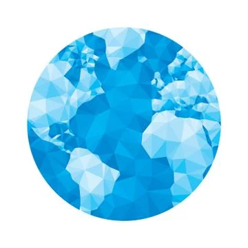 Globe map - abstract geometric vector illustration in blue colors. Stock Illustration