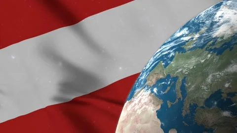 Globe Map of Austria with a Flag. Austria Background. Stock Footage 220774235