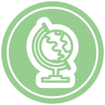 Globe map circular icon Ilustração Stock