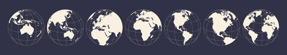 Globe, map, continents set Stock Illustration