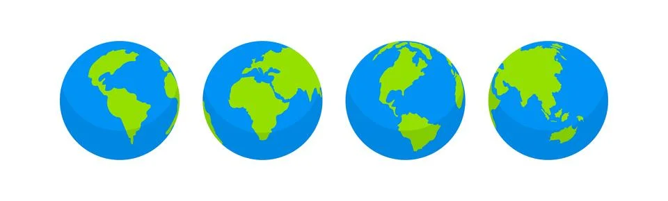 Globe map icon set. Earth map illustration symbol. Sign geography travel an.. Stock Illustration
