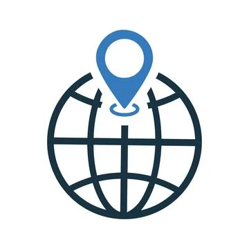 Globe, map, location icon. Simple flat design Concept. Stock Illustration