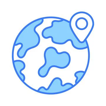 Globe with map pin showing concept vector of geolocation in modern style Illustrazione stock