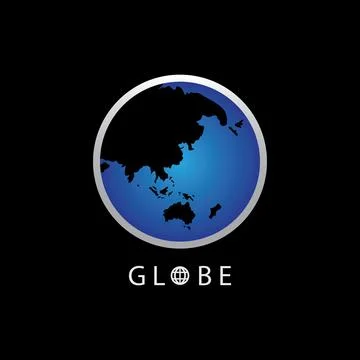 Globe map round earth logo vector image,Vector earth globes isolated on black Stock Illustration