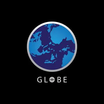 Globe map round earth logo vector image,Vector earth globes isolated on black Stock Illustration