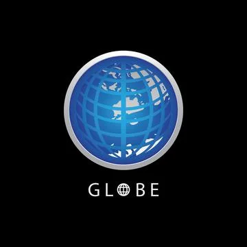 Globe map round earth logo vector image,Vector earth globes isolated on black Stock Illustration