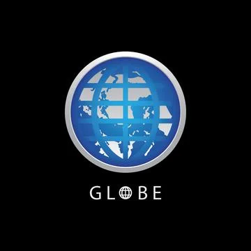 Globe map round earth logo vector image,Vector earth globes isolated on black Stock Illustration