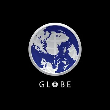 Globe map round earth logo vector image,Vector earth globes isolated on black Stock Illustration