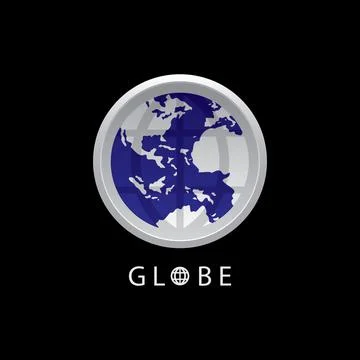 Globe map round earth logo vector image,Vector earth globes isolated on black Stock Illustration