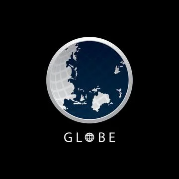 Globe map round earth logo vector image,Vector earth globes isolated on black Stock Illustration