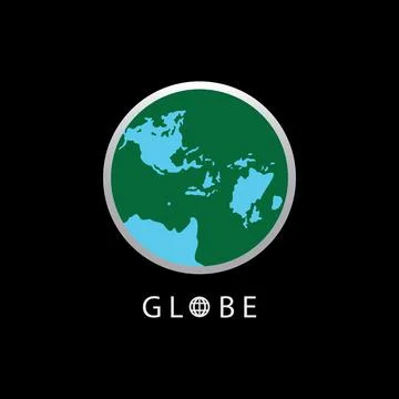 Globe map round earth logo vector image,Vector earth globes isolated on black Stock Illustration