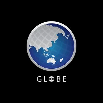 Globe map round earth logo vector image,Vector earth globes isolated on black Stock Illustration