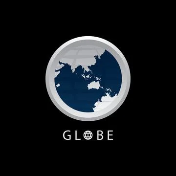 Globe map round earth logo vector image,Vector earth globes isolated on black Stock Illustration