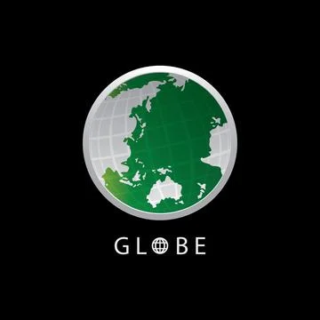 Globe map round earth logo vector image,Vector earth globes isolated on black Illustrazione stock
