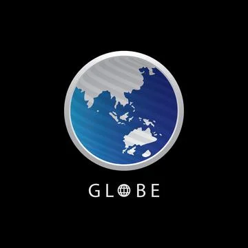 Globe map round earth logo vector image,Vector earth globes isolated on black Stock Illustration